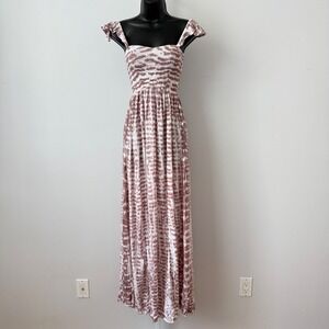 Tiare Hawaii Tie Dye Maxi Dress Smocked Bodice Boho Vacation sz OS NWOT